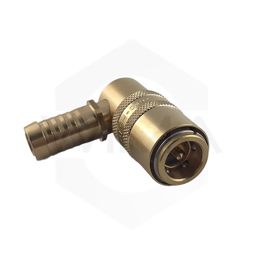 Gniazdo z tuleją do węża 13mm 90st z zaworem -zdjęcie numer 2
