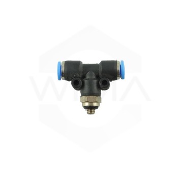 Trójnik wtykowy „T” 4mm z gw. zew. M5